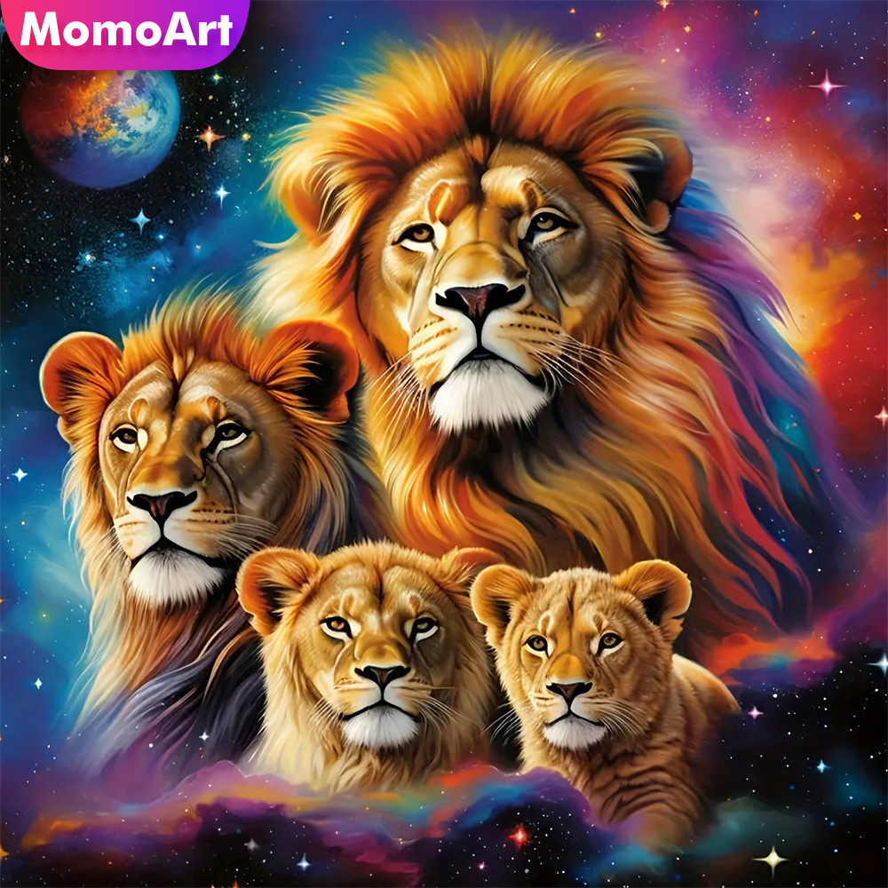 Art Craft Lion - Pintura Diamante Momoart: Leões e Animais