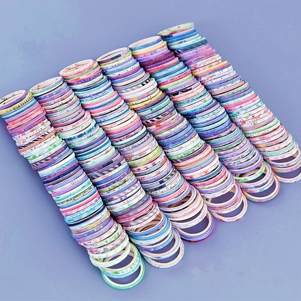 Washi Tape Rolls - Fitas de mascaramento decorativas magras douradas,