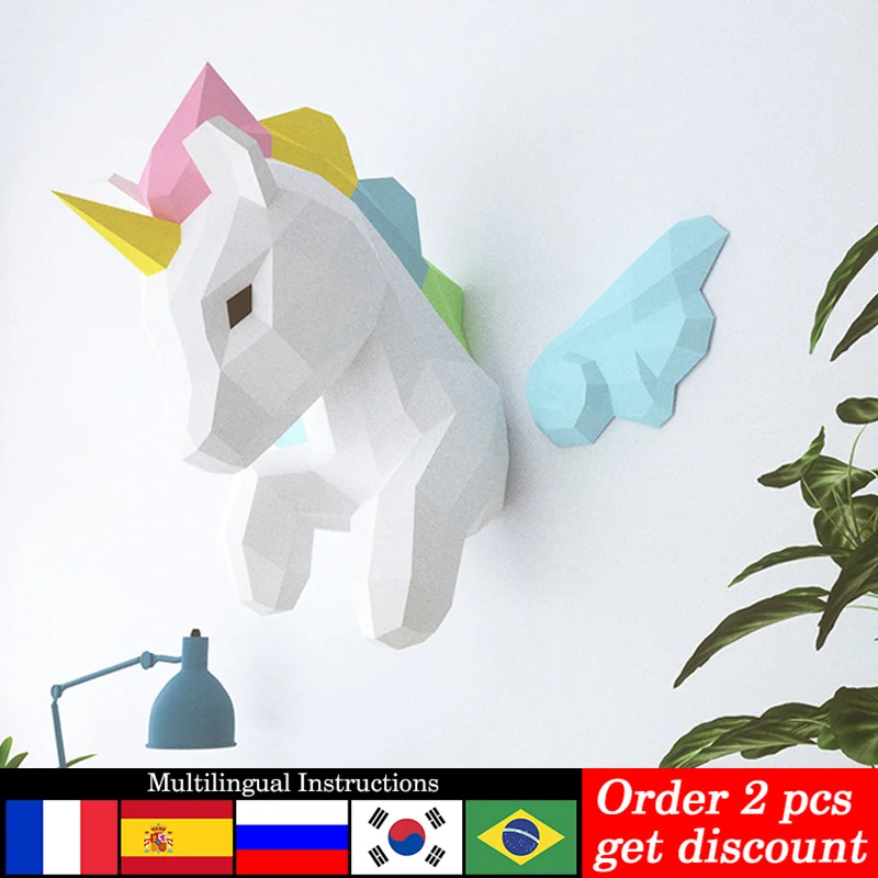 Wallpaper Art And Craft - Arco-íris unicórnio animal decoração de parede