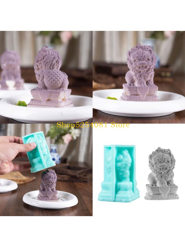 Art Craft Lion - Moldes leões pedra chineses silicone qualidade