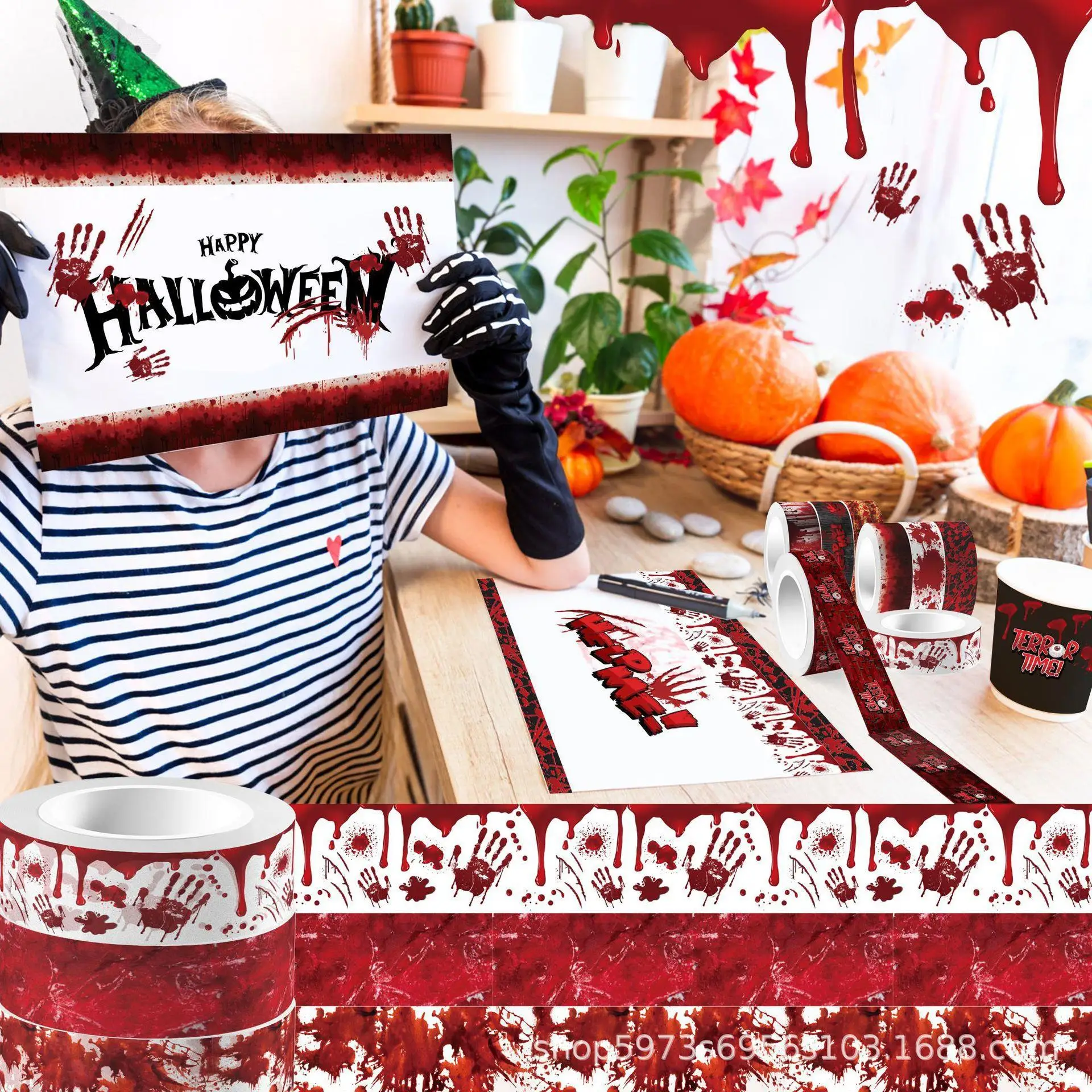 Halloween sangrento mão sangre - Washi Tape Rolls avaliação e preço